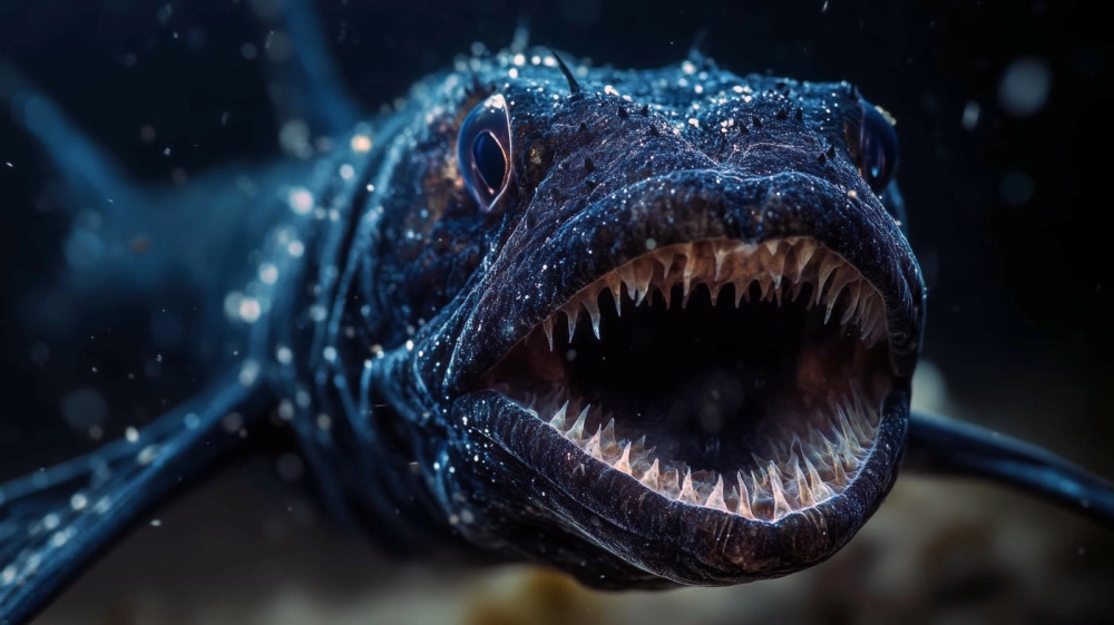 Cá rồng biển sâu đen tuyền ẩn mình trong vực thẳm