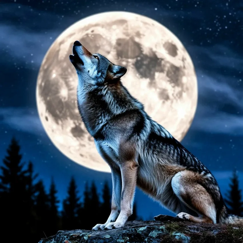 Chiêm ngưỡng ảnh sói hú dưới trăng sáng