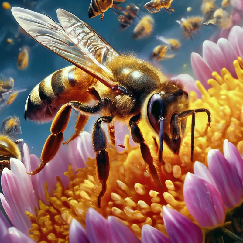 Lưu lại hình ảnh con ong lấy mật rực rỡ sắc màu