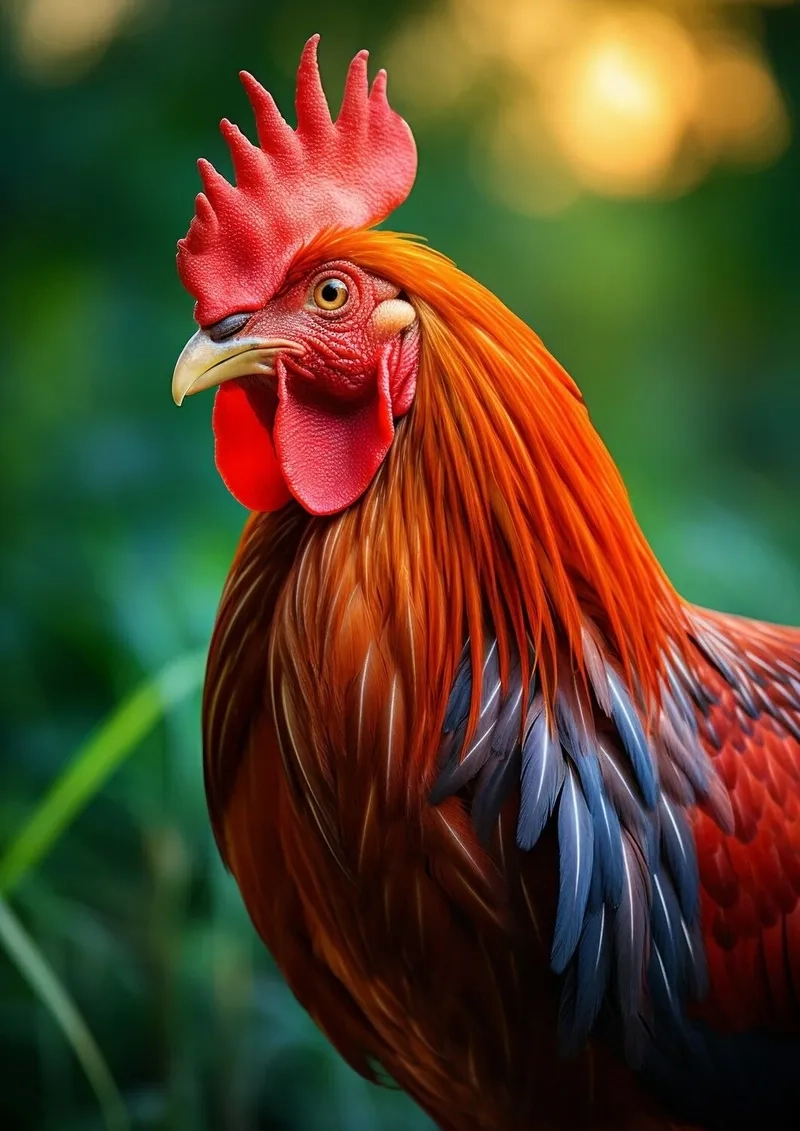 Cảnh chú gà trống gáy sáng sớm