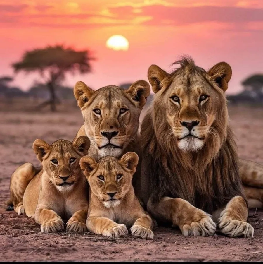 Khoảnh khắc gia đình sư tử giữa đời sống tự nhiên hoang dã